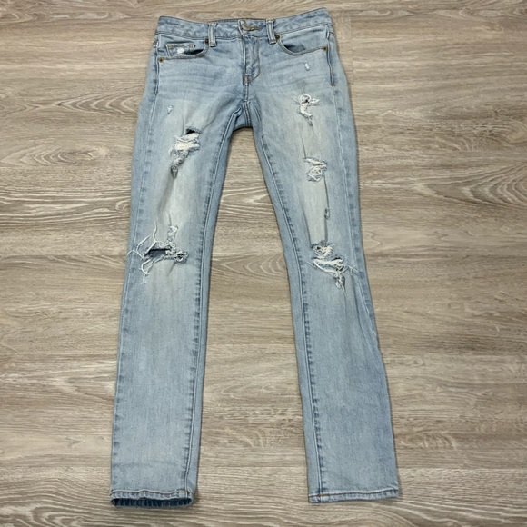 American Eagle Distressed Skinny Jeans Size 0 - Picture 1 of 8